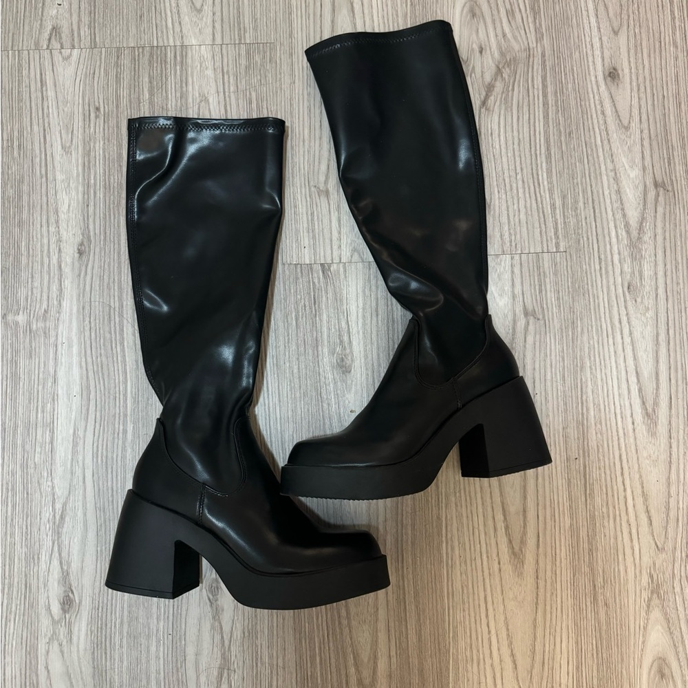 Madden Girl Black Knee-High Platform Boots
